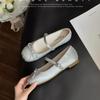 Нежные французские туфли Мэри Джейн женские 2025 лето удобные с внутренней платформой бант надпись повседневные туфли в балетном стиле