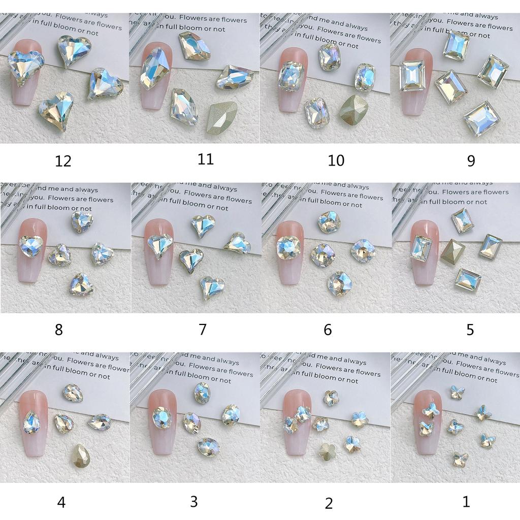 10x Heart Nail Charms Butterfly Nail Art Charms Waterdrop Nail Rhinestones Charms DIY Nail Supplies Manicure Accessories