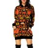 Women's  And Winter Hooded Sweatshirt Dress Halloween Print Dress