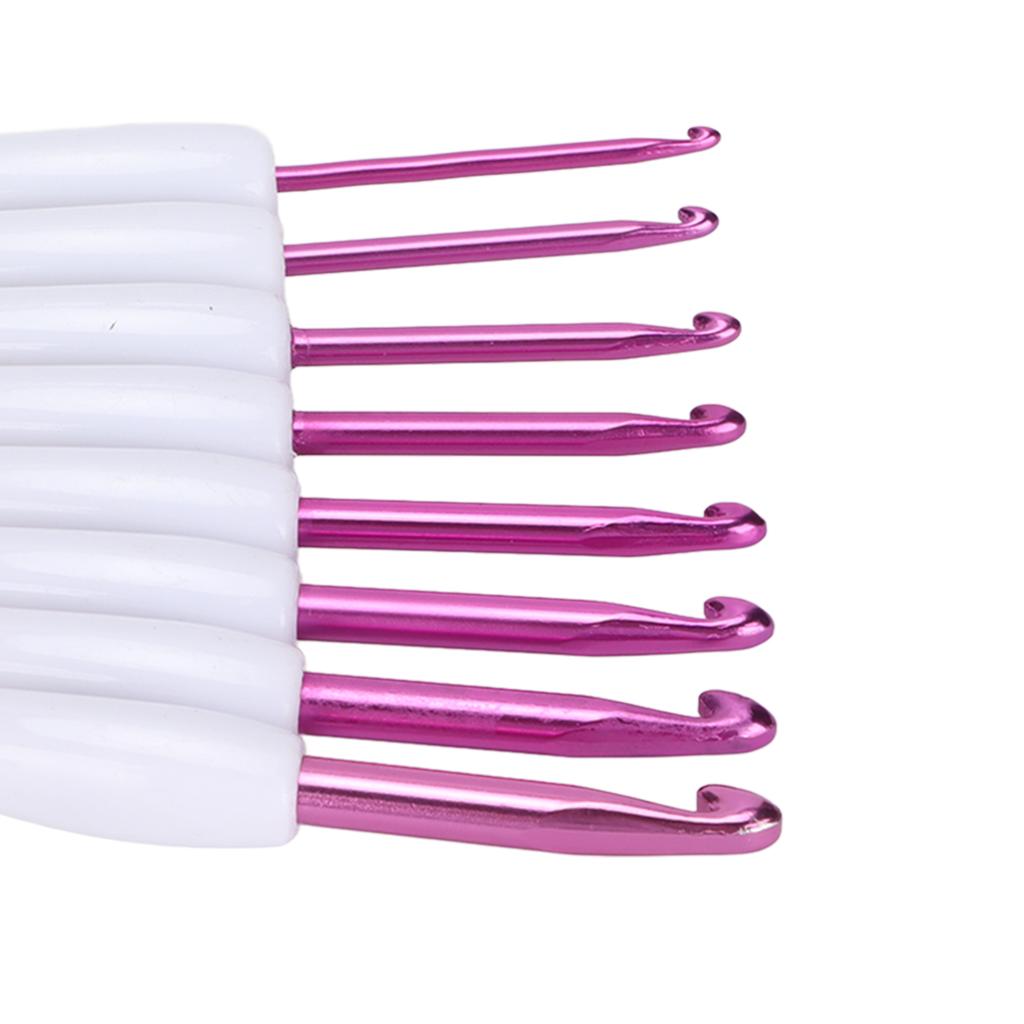 8pcs Crochet Hooks Curved Soft Handle Comfortable Portable Knitting Tool for Weaving Enthusiast