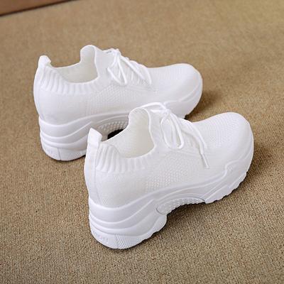 Мода 2024 Новые женские кроссовки на платформе Летние дышащие повседневные кроссовки Увеличивающие рост белые туфли Кроссовки Женская мода