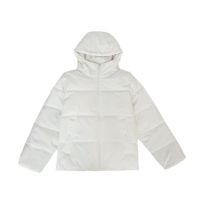 Серия тренировок Однотонная водоотталкивающая свободная теплая пуховая куртка с капюшоном Женская верхняя одежда Бумажно-белый 162447919-1