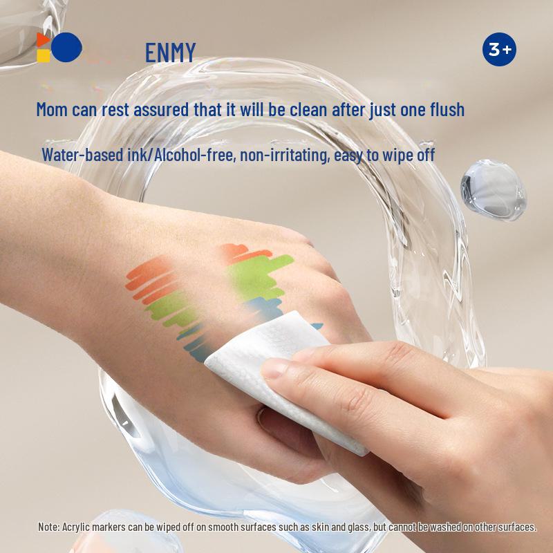 Enmi моющийся двухсторонний акриловый маркер для детей, набор цветов, непрозрачный, идеально подходит для учеников начальной школы
