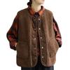 Casual Short Faux Lamb Wool Vest Women Autumn Teddy Waistcoat V-Neck Thick Sleeveless Jackets Vintage Corduroy Spliced Double-sided Vest