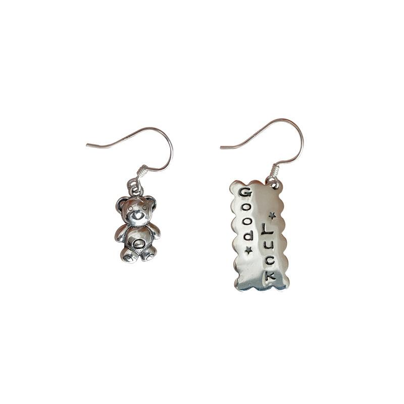 Серьги Lucky Brand Bear, женские, хип-хоп, крутые, красивые, студенческие, модные, ретро, гонконгские, асимметричные серьги