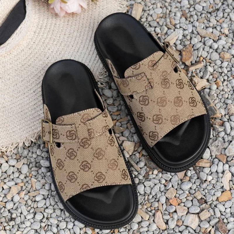 Летние женские тапочки Роскошные сандалии на платформе Уличные клоги Дышащие пляжные тапочки Шлепанцы Удобная домашняя обувь