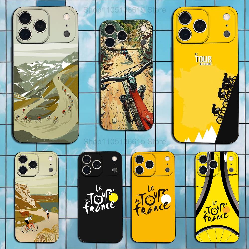 Чехол для iPhone 12,14,15,16,17,13,11,X,Mini,Plus,Pro Max,8,7,XR,SE,XS с изображением Велосипед Тур де Франс, Мягкий силикон, Черный