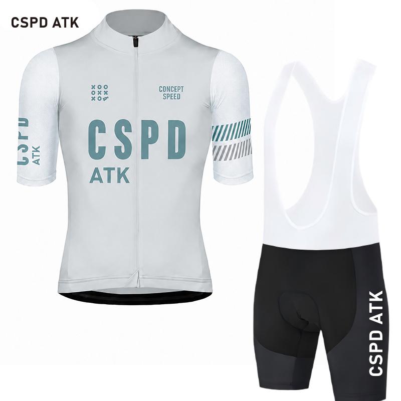 CSPD ATK Men's Cycling Jersey Set Summer Road Cycling Sweatshirt Moisture wicking Cycling Paddle Sponge Cushion Cycling Shorts