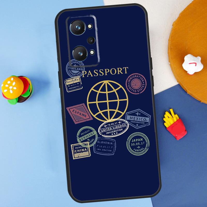 Паспортные туристические штампы для чехла Realme GT 6 6T 5 GT7 Pro C61 C75 C55 C51 C21Y C25S C67 C53 13 12 10 11 14 Pro Plus