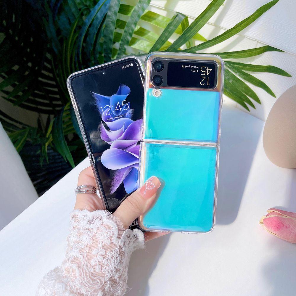 Для Samsung Galaxy Z Flip 4 Чехол Прозрачный Складной Чехол с Лазерным Глушителем для Samsung Z Flip 3 5g Zflip4 Ударопрочная Жесткая Задняя Крышка