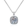 925 Sterling Silver Women's Necklace Moissanite Pendant Square Package 1/2 Carat Cross Border Wedding Jewelry