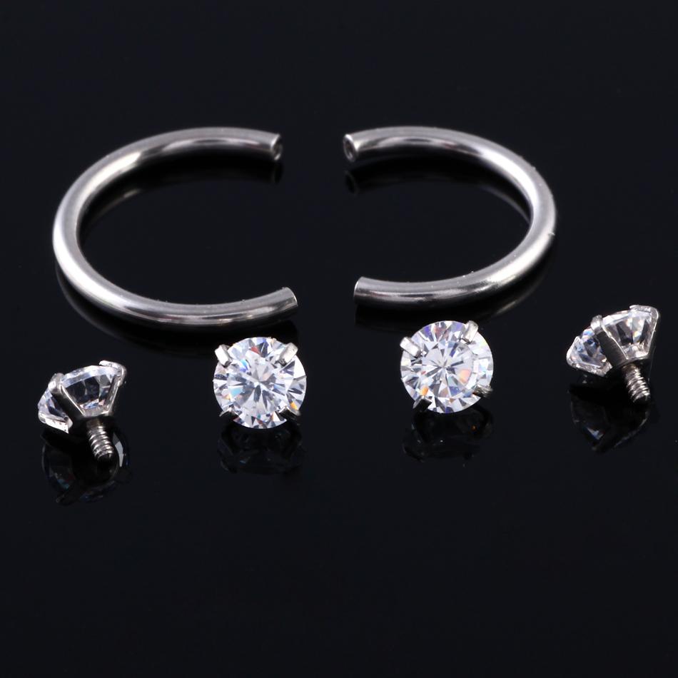 1 шт. 6/8 мм CZ Циркон Подкова кольцо перегородка пирсинг носа Нержавеющая сталь серьги козелка спираль серьги-кольца винт пирсинг украшения для тела