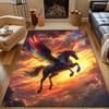 "Rainbow Winged Unicorn in Sunset" Patterned carpet, non slip mat suitable for living room and bedroom sofas