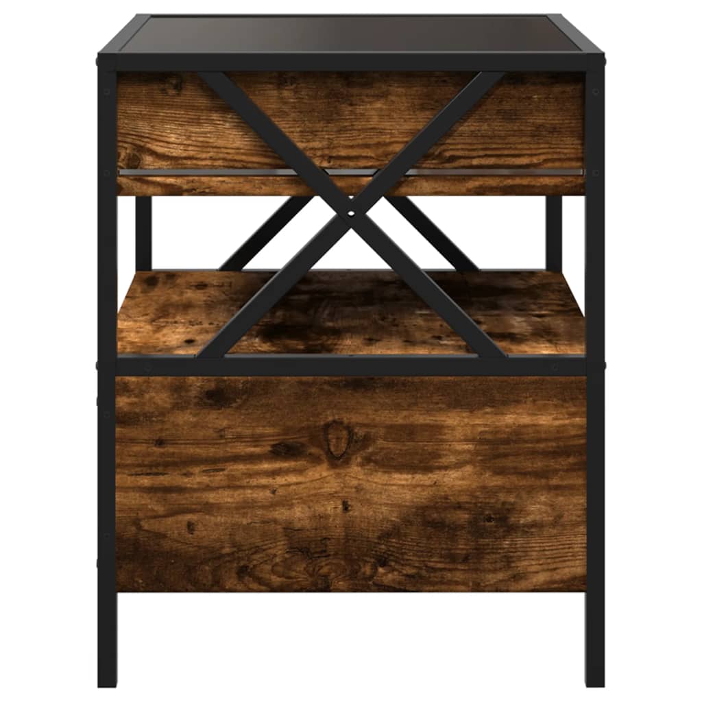 Stolik Nocny Z Led Infinity, Przydymiony Dąb, 40X40X51 Cm