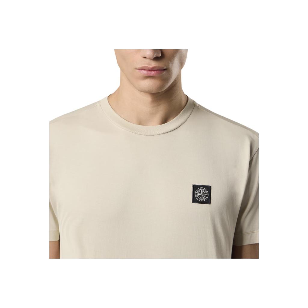 STONE ISLAND Футболка с логотипом, с коротким рукавом, с круглым вырезом, мужская, топы, бежевая K1S1521000-39S0013-V0095
