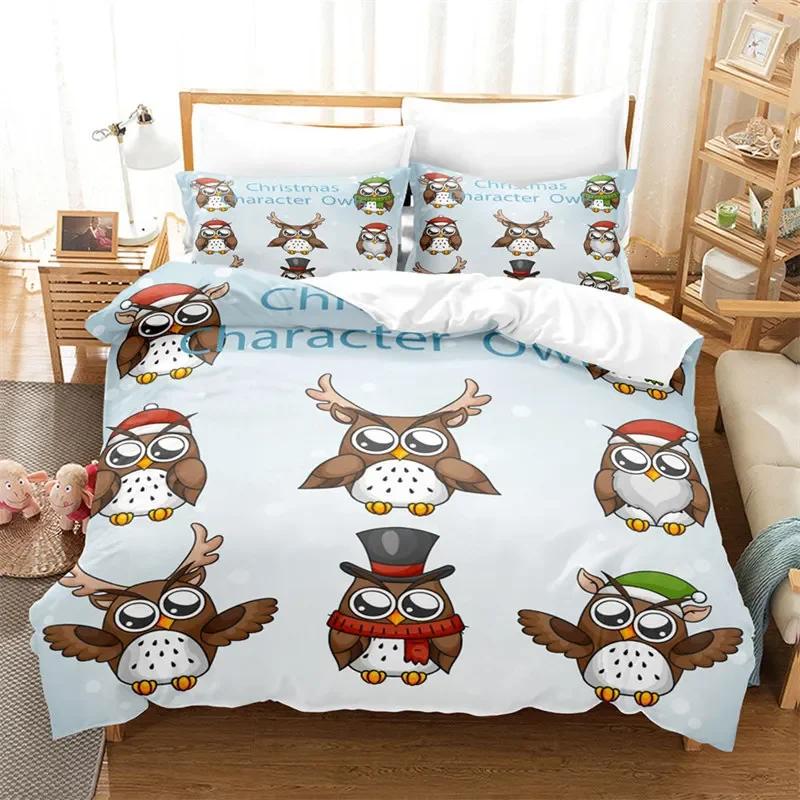 Cartoon Owl Fashion Cute Animal Comfortable Duvet Quilt Cover Pillowcase Bedding Set Children Bedroom Decoration Home Textile