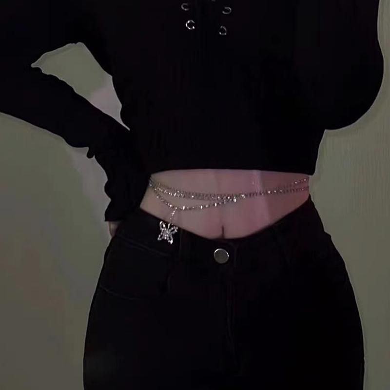 Dainty Butterfly Pendant Multiayer Waist Chain Necklace Elegant Body Chain Party Jewelry Gift