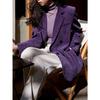 Vintage and Leisure Purple Corduroy Suit Jacket Women's Autumn Loose Casual Blazers with Advanced Texture