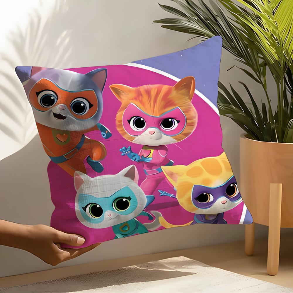 Cute Cartoon S-Superkitties Pillow Case Linen Cushion Covers For Decorative Sofa Home Pillows Case Car Chair Pillows Cases