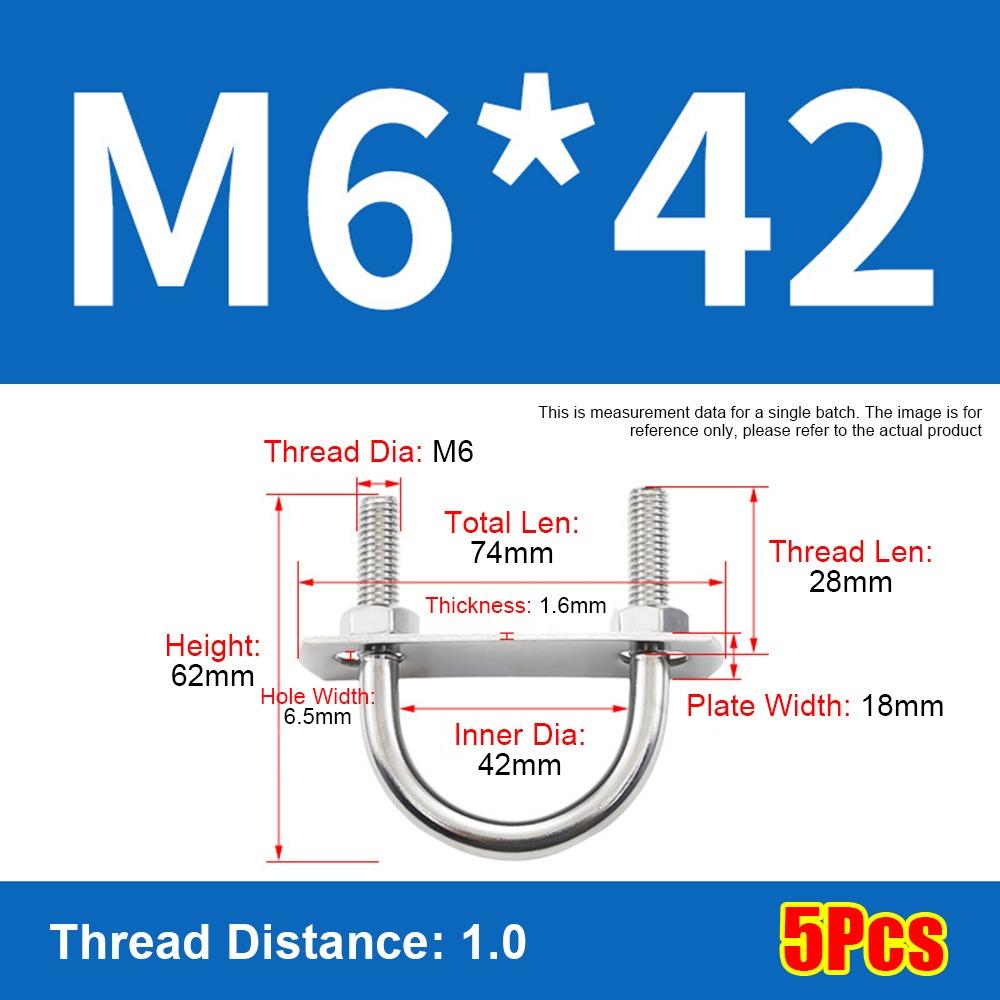 1Set Screws M6 Round Tube Clamp 304 Stainless Steel Right Angle U-bolt Round Bolt  for Round Tube