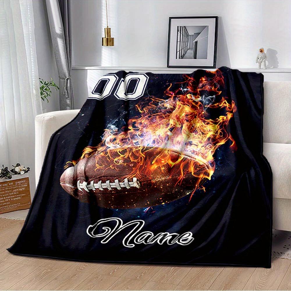 240Gm2 Flame Rugby Style Customize Your Name Outdoor Blanket Suitable For All Seasons Comfortable And Warm Soft Blanket Suitable For Travel Gifts For