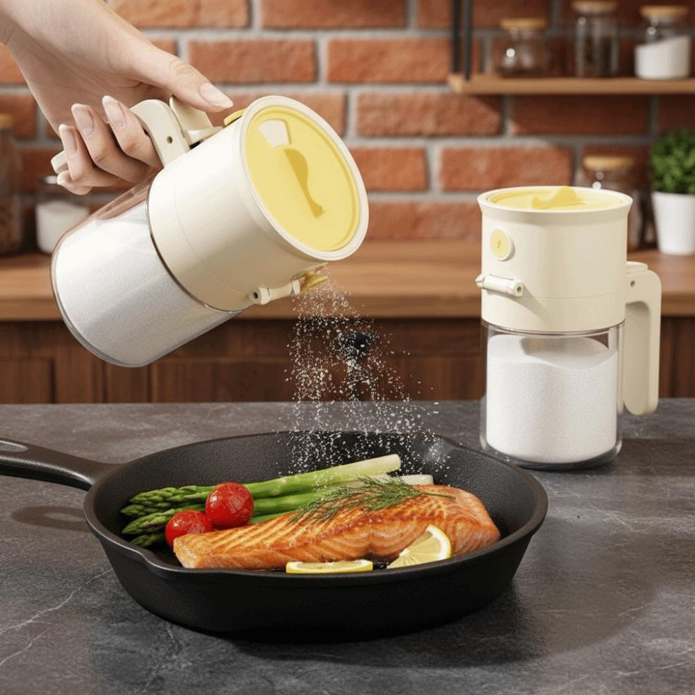 Quantitative Control 2 In 1 Salt Container 0.5g Glass Seasoning Box for Sugar Salt