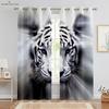 Forest Animal 3D Printing Curtains, Tiger, Lion, Suitable for Bedroom, Living Room, Study, Children's Room, 2 Pcs