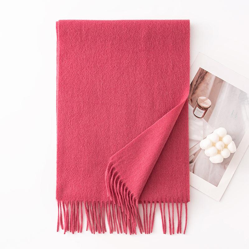 Autumn and Winter New Solid Color Scarf for Women Versatile Neck Scarf Thickened Warm Shawl Simple Tassel