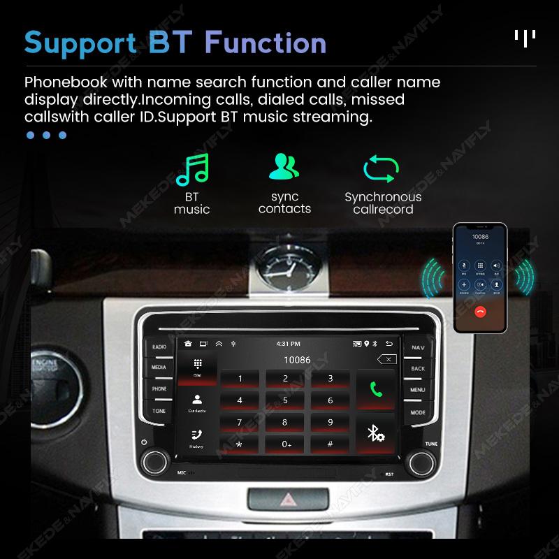 Navifly 2 Din Android Auto Carplay автомобильный стерео GPS-плеер для VW Volkswagen Skoda Octavia golf 5 6 touran passat B6 polo Jetta BT