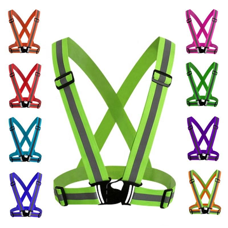 Reflective Safety Vest High Visibility Elastic Shoulder Straps Night Cycling Running Reflective Safety Vest