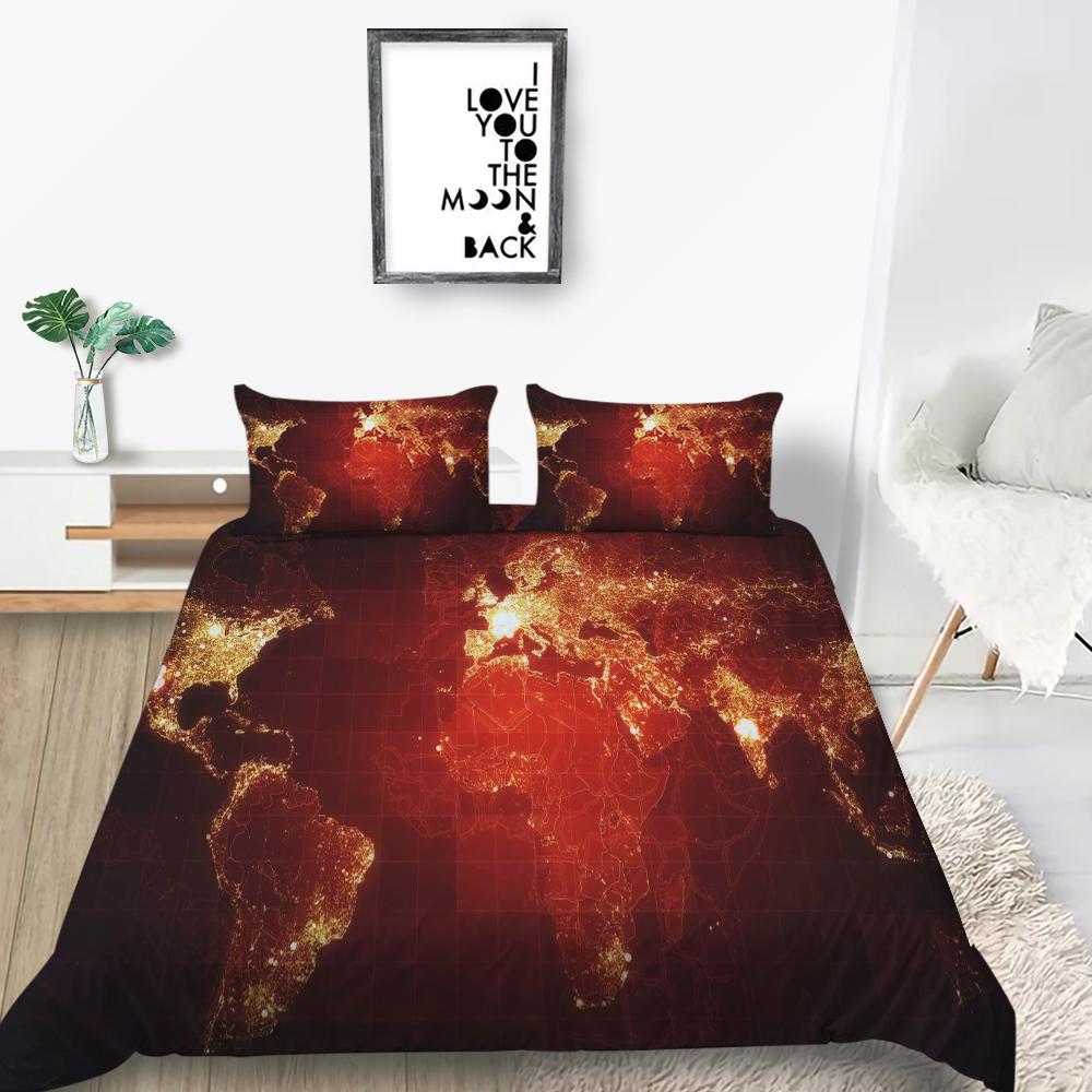 Новая мода пододеяльник карта пододеяльник королевский размер постельные принадлежности домашнее постельное белье Unqiue дизайн дети-подростки набор постельных принадлежностей мира