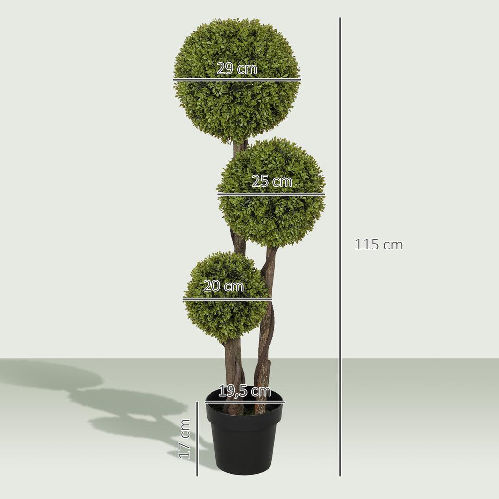 Artificial Boxwood Tree, Artificial Plant, Realistic Look, Outdoor, Green + Black