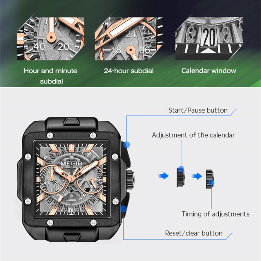 Часы для мужчин Роскошные спортивные кварцевые наручные часы с силиконовым ремешком Светящиеся стрелки Дата Мужской хронограф Часы Reloj Hombr