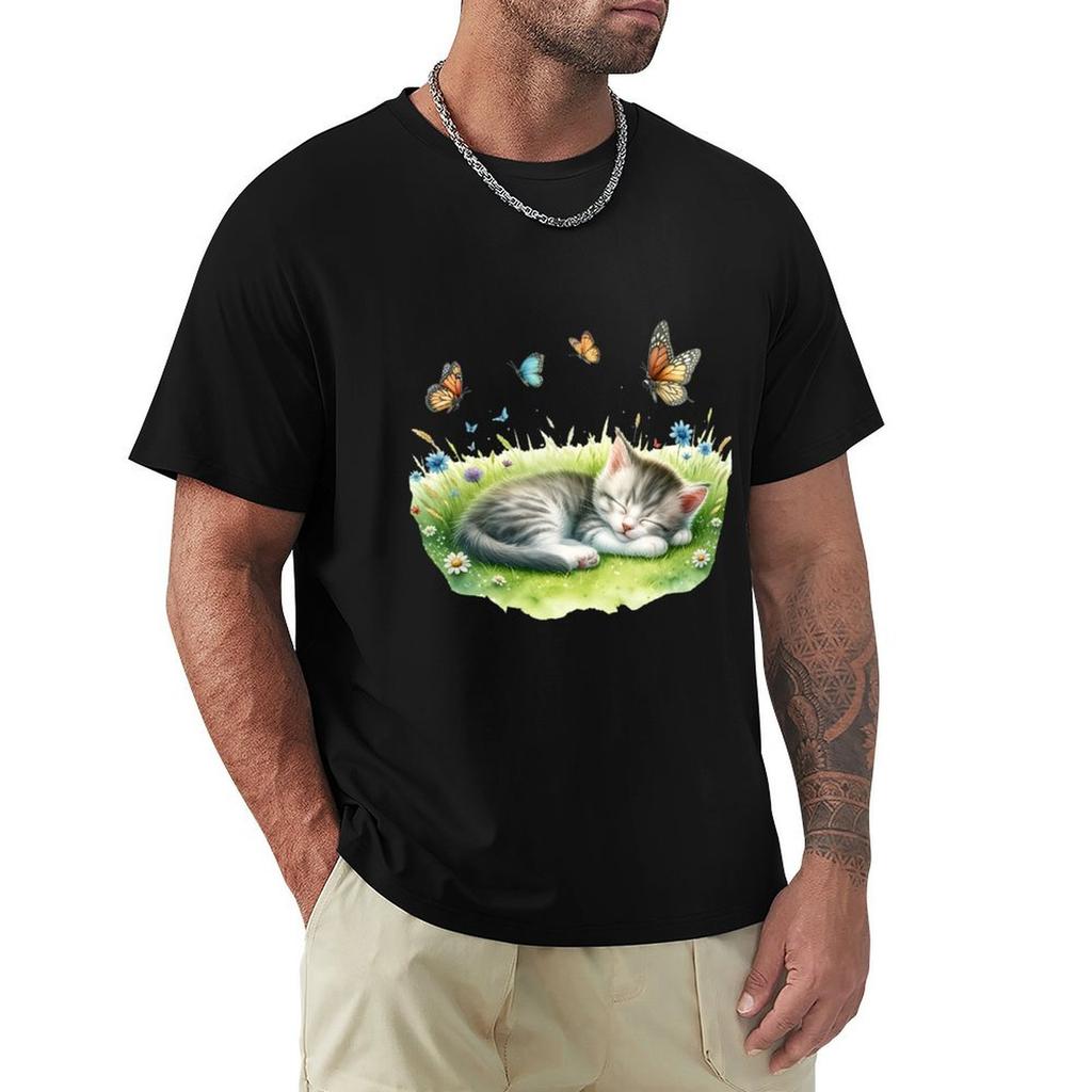 Cute Spring Cat Sublimation Tshirt Work Utility Short Sleeve Shirt