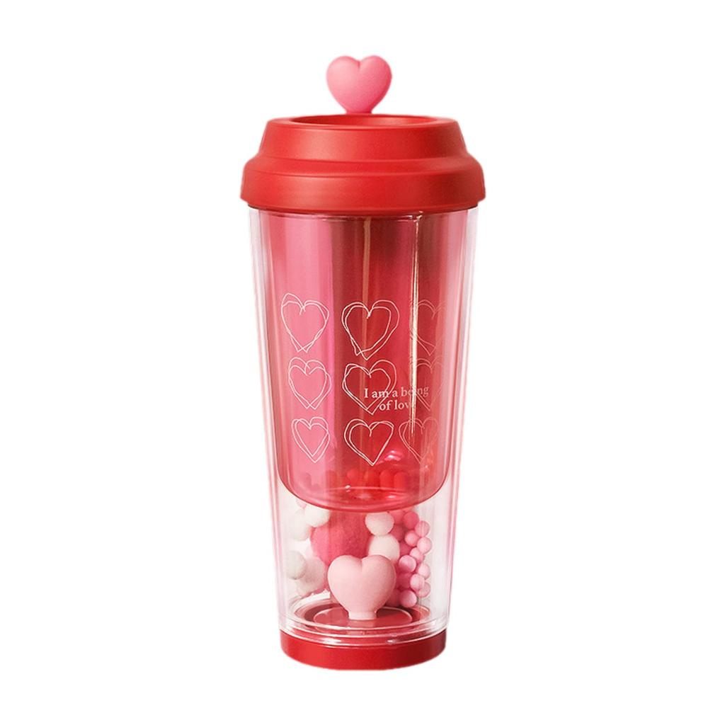 Портативная чашка в форме сердца, герметичная двухслойная 435 мл, бутылка для чая, кружка для кофе в машине для вечеринки