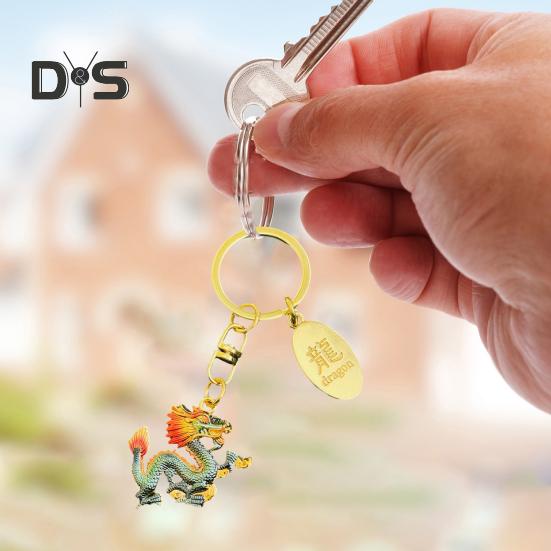 Брелок Дракон Медная монета Декор тыквы Изысканный весенний фестиваль Новогодний подарок Желаемое удачи Сумка Украшение Кулон Брелок для ключей Ключ