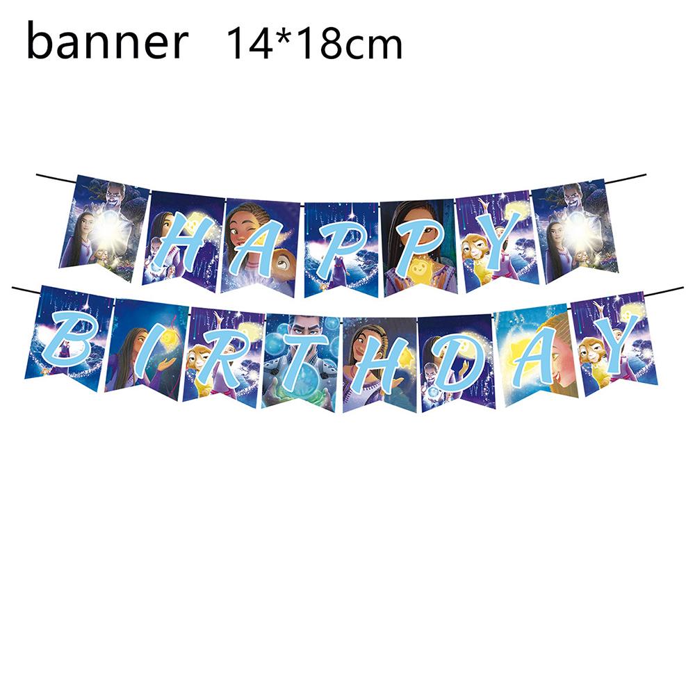 44Pcs Wish Asha Party Supplies For Girls Include Banner Cake Topper Balloons