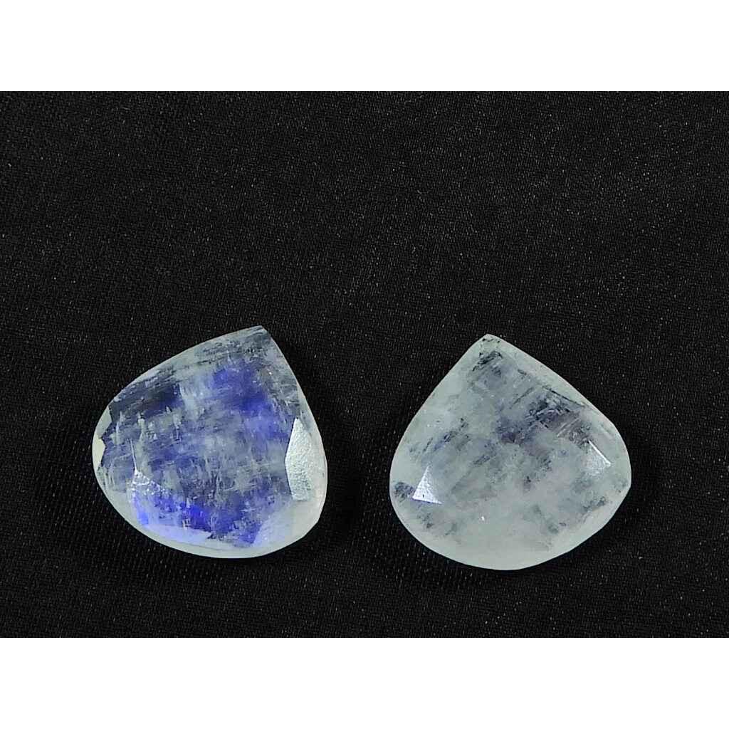 15X15ММ Натуральный Радужный Лунный Камень Груша Двусторонняя Огранка Драгоценный Камень Лот 2 Шт. RML-882