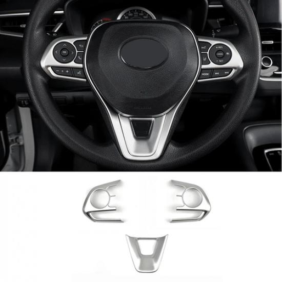 Matte silver internal Steering Wheel Trim 3pcs For Toyota Corolla -2025