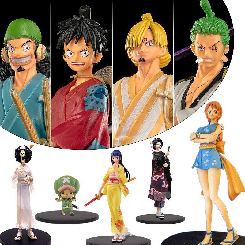 Изысканная коллекция фигурок One Piece с персонажами Луффи, Робин, Кику, Нами, Усоппом, Чоппером, Санджи, Зоро