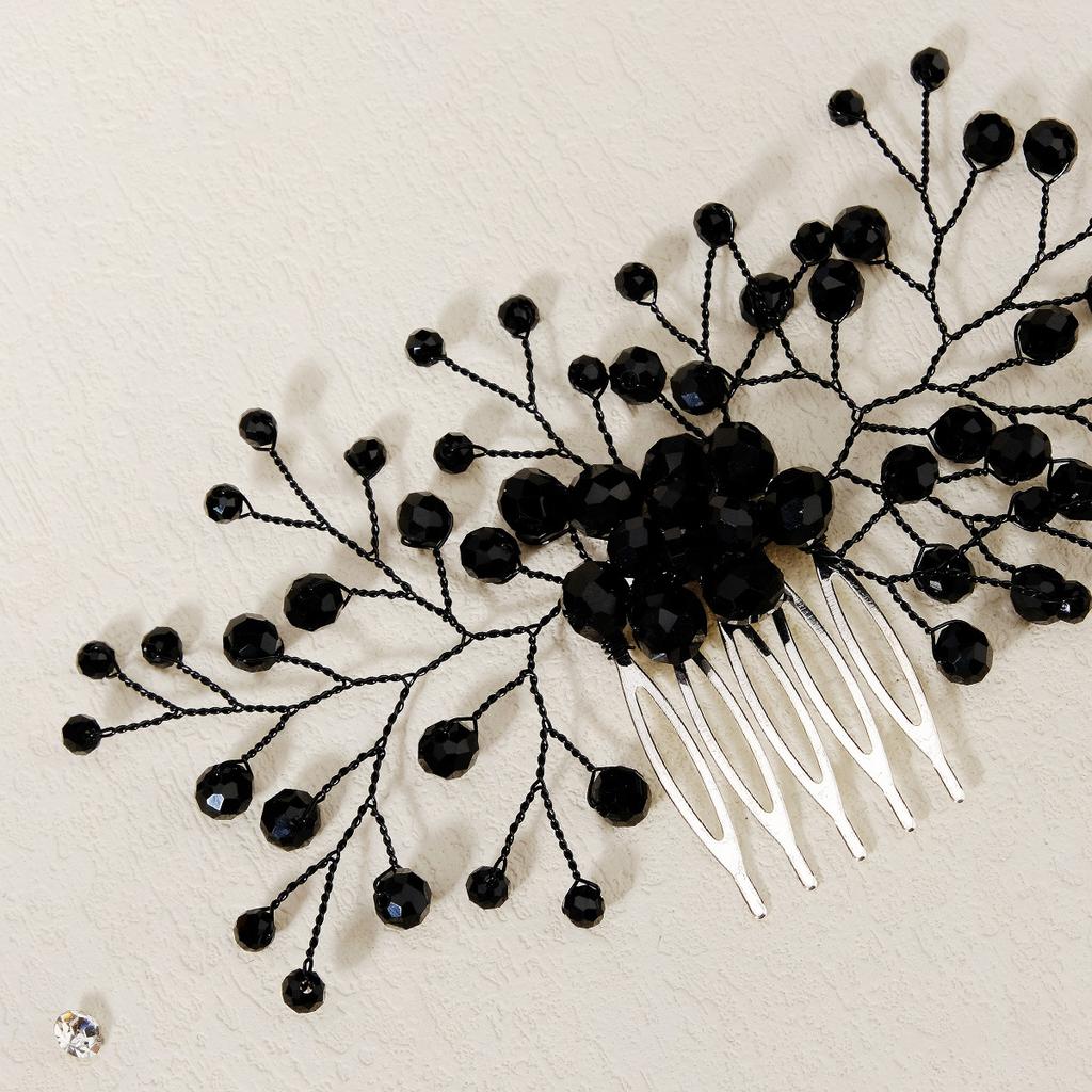 New Bridal Wedding Hair Accessories Handmade Crystal Hair Comb Holiday Party Accessories Halloween Black Comb for Women