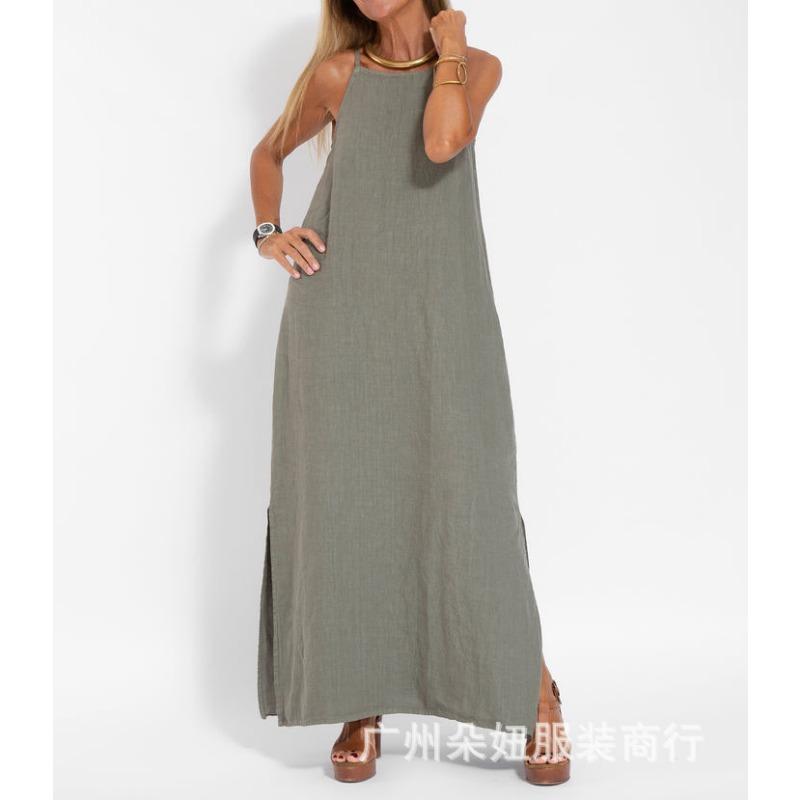 Стильное повседневное платье с разрезом на шее