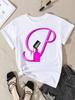 Summer Women's Short Sleeve T-shirt Dazzle Nail Polish Letter Print Large Size Shirt Fashion Girl Crewneck Tshirt Aesthetic Tee