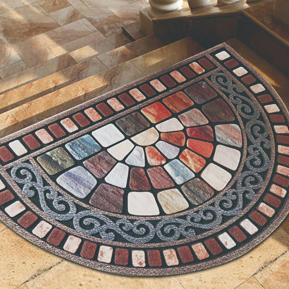 Полукруглый цветочный кирпичный коврик для пола, бытовой придверный коврик, печатный декоративный коврик для пола