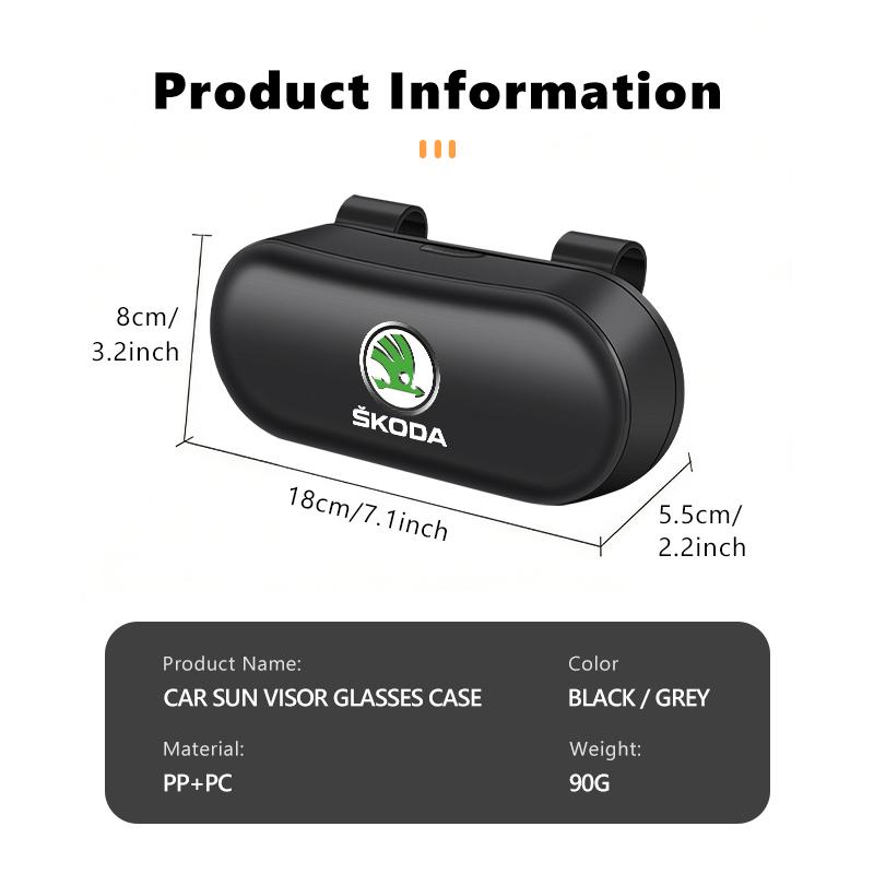 ZKUS4 Car Sun Visor Sunglasses Glasses Case Eyeglasses Holder Clip Box For Skoda Kamiq MK3 Roomster Rapid Kodiaq Karoq Fabia Enyaq