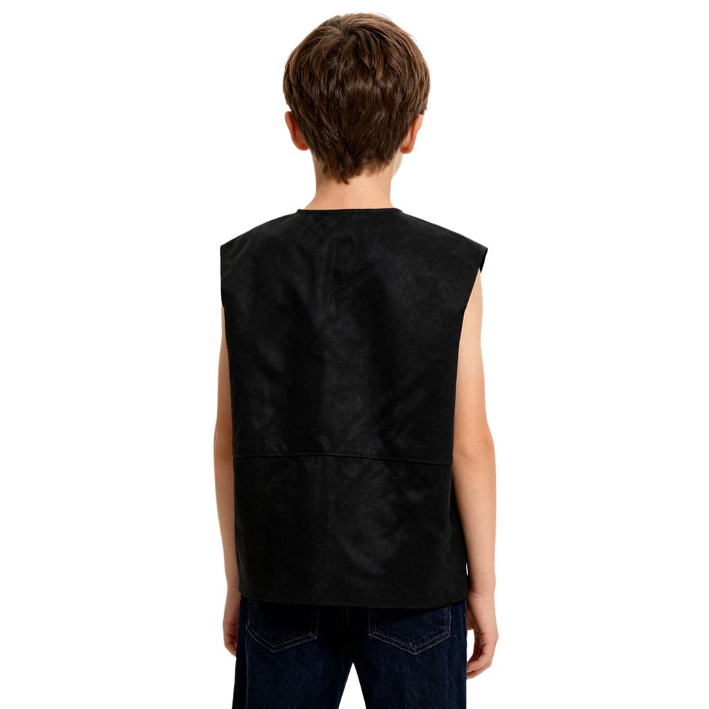 Детский костюм эпохи Средневековья и Ренессанса с V-образным вырезом, без рукавов, со шнуровкой спереди, жилет с разрезами, пиратский, готический, стимпанк