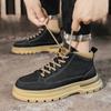 2025 Autumn/Winter New Men's Shoes UK Retro Casual Work Boots Trendy Low Cut Comfortable Anti Slip Lace Short Ankle Boots