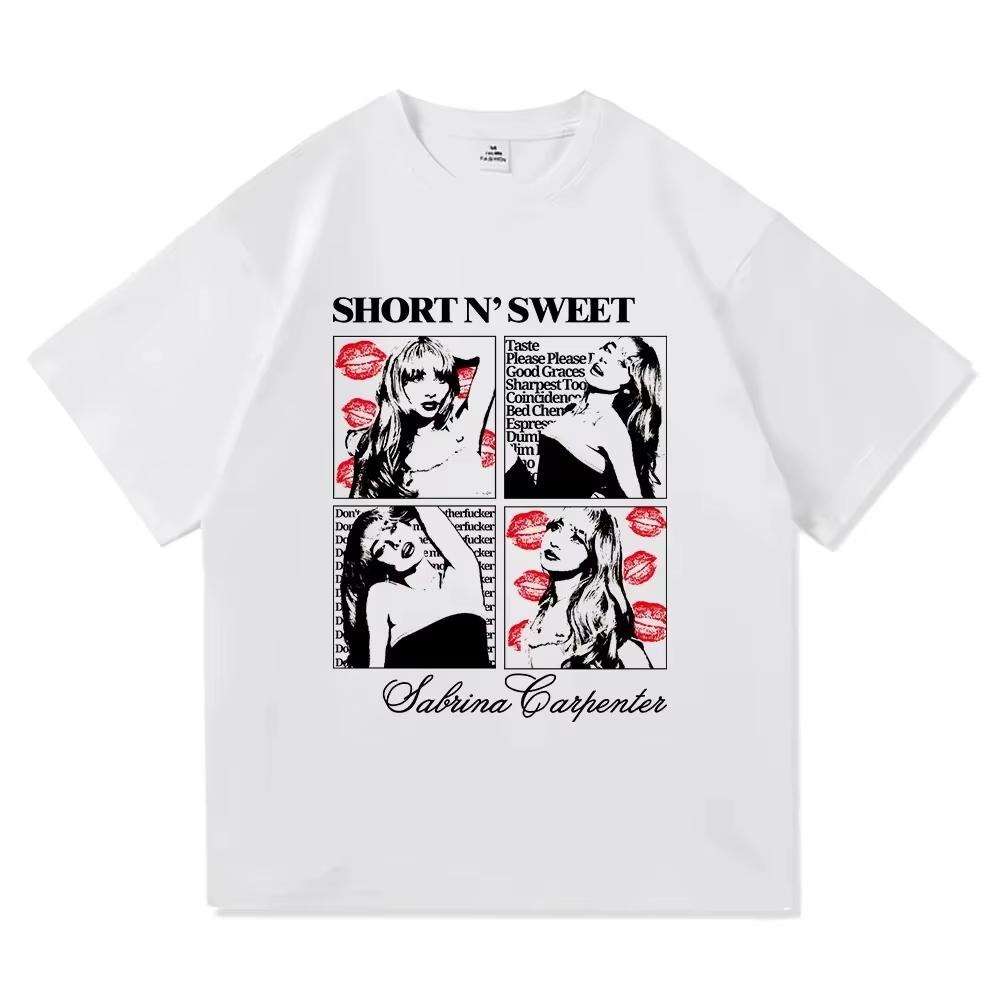 2026 Новая футболка Sabrina Carpenter Short N Sweet Tour Модная винтажная футболка Женские высококачественные футболки