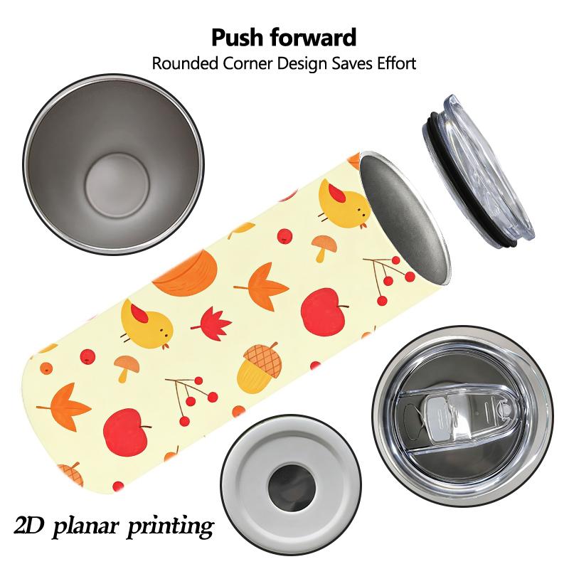 Straight Cup 591ml Bountiful pumpkins and melon fruits Straw Cup Portable Tumbler Car Cup Ice Retention Cup Stainless Steel Tumbler