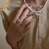 Stylish Bowknot Jewelry Set Personalized Necklace Ear Studs Rings Adornment